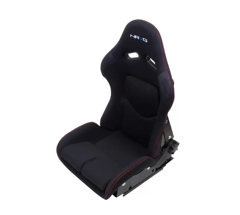 NRG FRP Reclinable Bucket Seat One-Piece Black Red - RSC-400BK