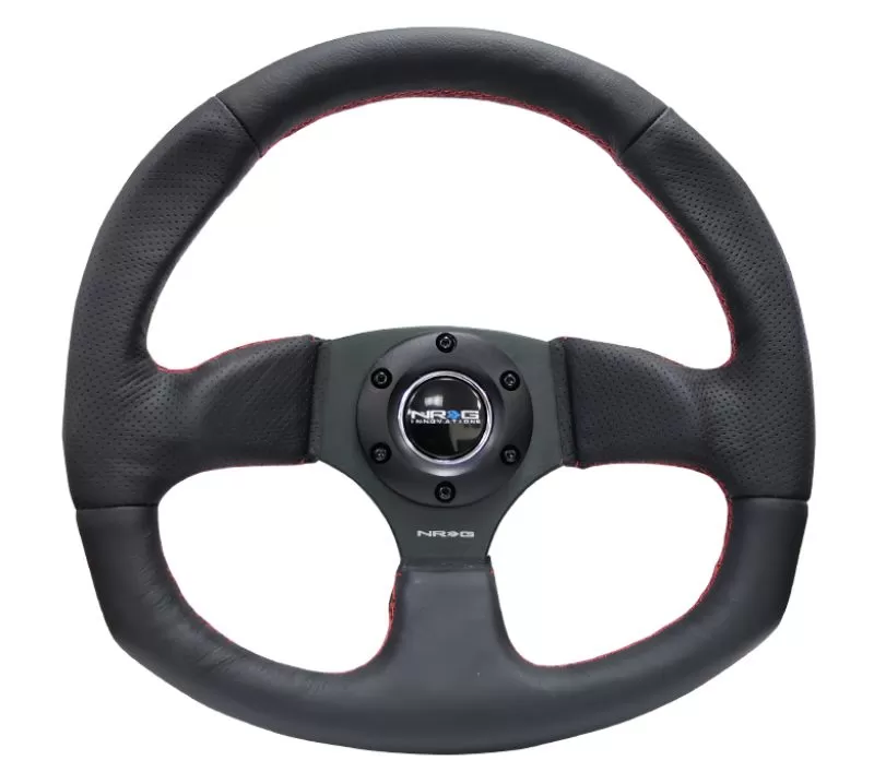 NRG Reinforced Steering Wheel Leather Steering Wheel Red Stitch - RST-009R-RS