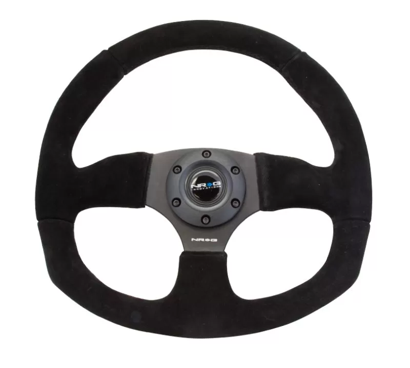 NRG Reinforced Steering Wheel Suede Leather Steering Wheel Black Stitch - RST-009S