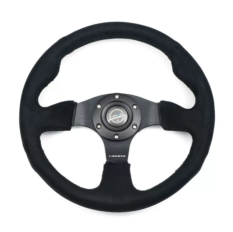 NRG Reinforced Steering Wheel 320mm Alcantara Steering Wheel Black Stitch - RST-012SA