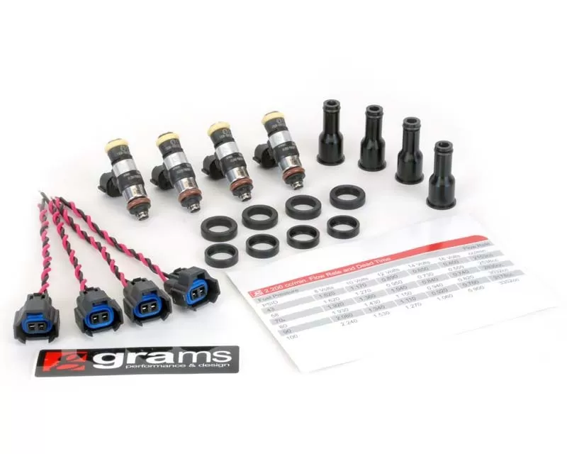 Grams Performance 1600cc Fuel Injector Kit 11mm Top Adapter Acura Integra | Honda Accord | Civic Coupe | Civic Hatchback | Civic Sedan | del Sol | Prelude | S2000 1990-2009 - G2-1600-0500