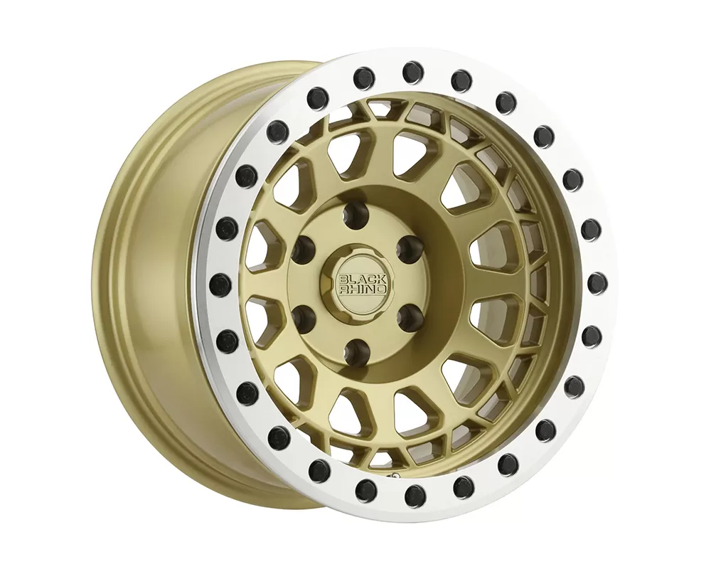 Black Rhino Primm Beadlock Wheel 17x8.5  6x139.7 -30mm Matte Gold w/Machined Ring & Black Bolts - 1785PRM-06140L12