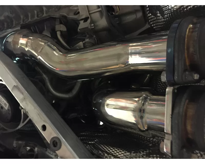 Status Gruppe Polished Stainless Steel S55 Race Downpipes with Bellow Add-On BMW M3 F8X 15-19 - SGS55DPSSWB