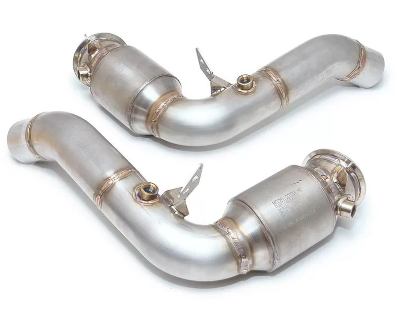 Evolution Racewerks Sports Series 4-Inch 200 Cell High Flow Catted Downpipe Polished Finish BMW X6M S63TU 15-18 - BM-EXH017PCAT