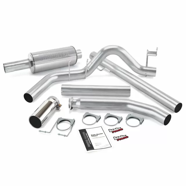 Banks Power Chrome Round Tip Single Exit Monster Exhaust System Dodge Standard Cab 5.9L 1998-2002 - 48635