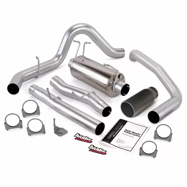 Banks Power Black Round Tip Single Exit Monster Exhaust System Ford CCLB 6.0L 2003-2007 - 48787-B