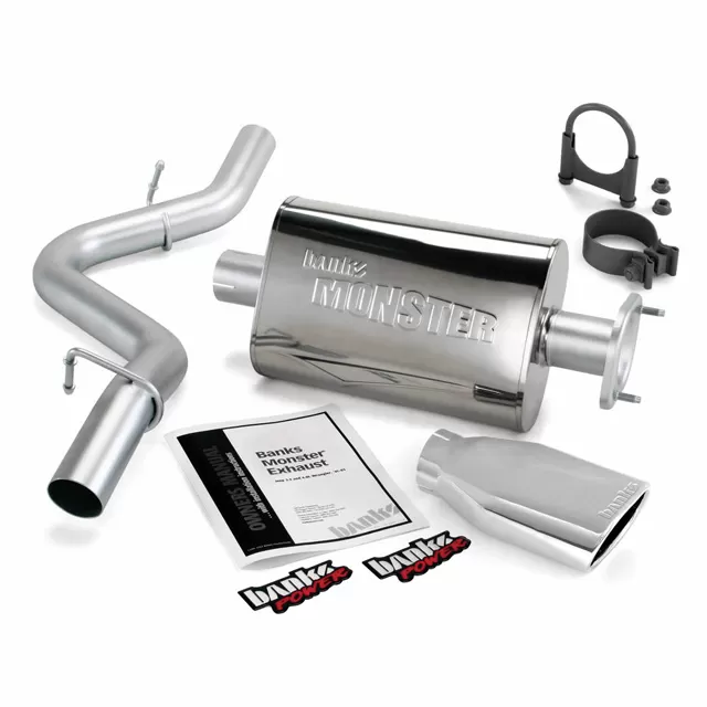 Banks Power Chrome Ob Round Tip Single Exit Monster Exhaust System Jeep 2.5/4.0L Wrangler 2000-2003 - 51313