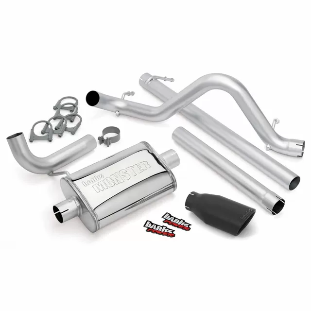 Banks Power Black Ob Round Tip Single Exit Monster Exhaust System Jeep 3.8L Wrangler Unlimited 4 Door 2007-2011 - 51322-B