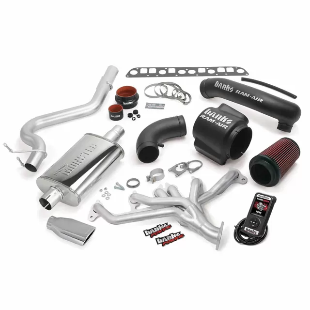 Banks Power Chrome Tip PowerPack Bundle Complete Power System W/AutoMind Programmer Jeep Wrangler 4.0L 1998-1999 - 51331