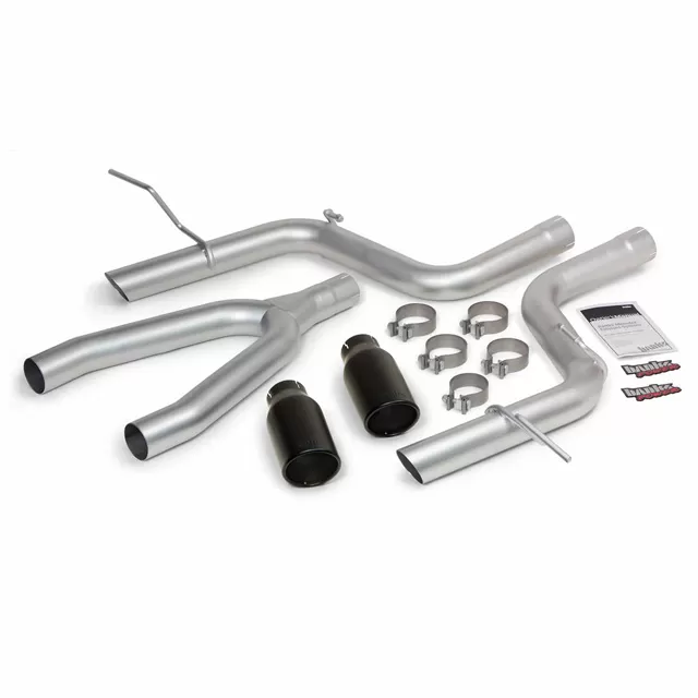 Banks Power DualRear Exit Black Round Tips Monster Exhaust System Jeep Grand Cherokee 3.0L Diesel 2014-2015 - 51364-B