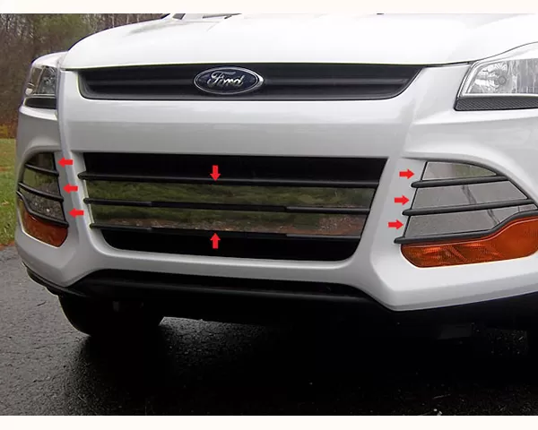 Quality Automotive Accessories 8-Piece Stainless Steel Front Grille Accent Trim Ford Escape 4-Door SUV 2013-2016 - SG53360