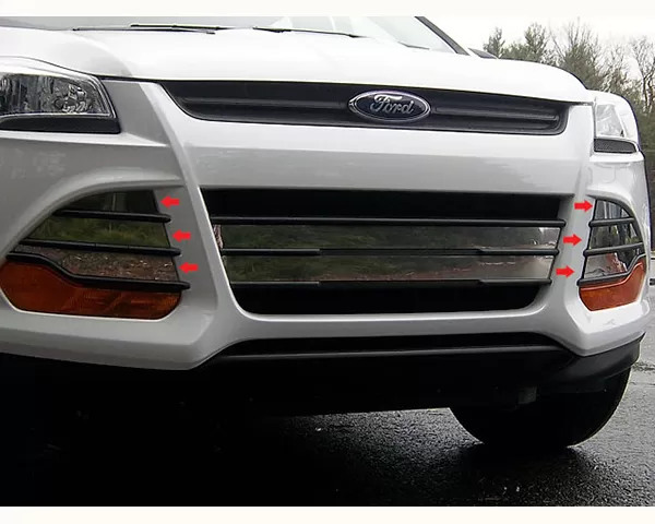 Quality Automotive Accessories 6-Piece Stainless Steel Front Grille Accent Trim Ford Escape 4-Door SUV 2013-2016 - SG53362