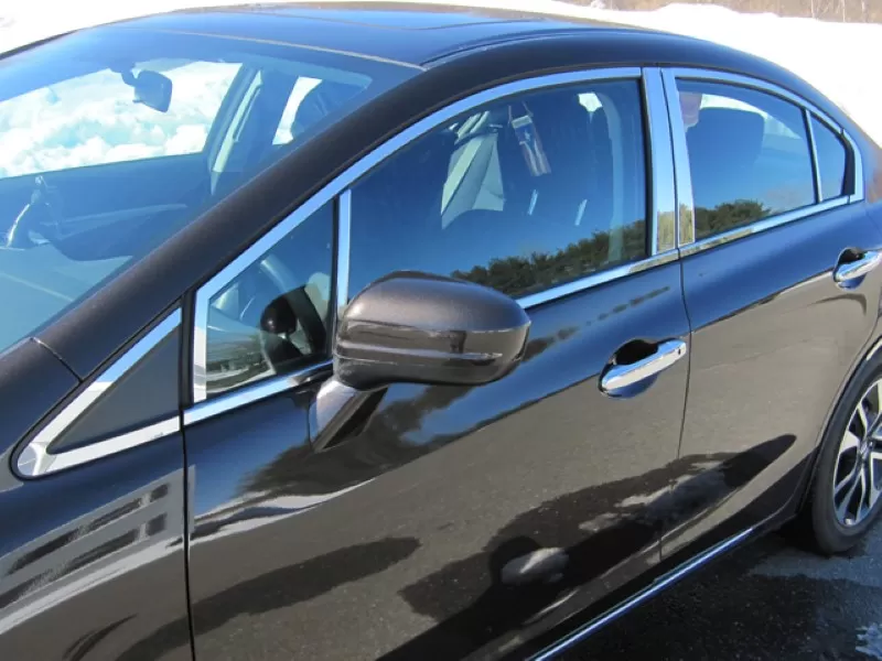 Quality Automotive Accessories 20-Piece Stainless Steel Window Trim Package Honda Civic 4-Door Sedan 2012-2015 - WP12214