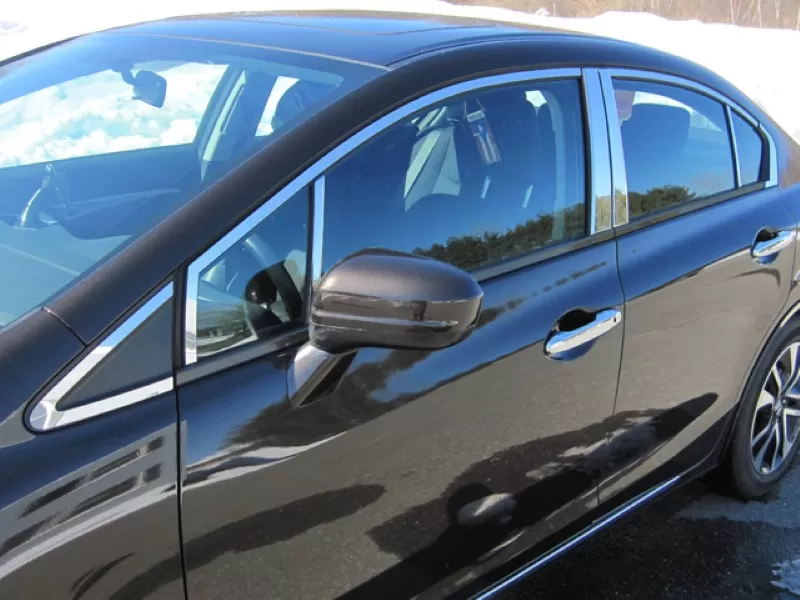 Quality Automotive Accessories 16-Piece Stainless Steel Window Trim Package Honda Civic 4-Door Sedan 2012-2015 - WP12215