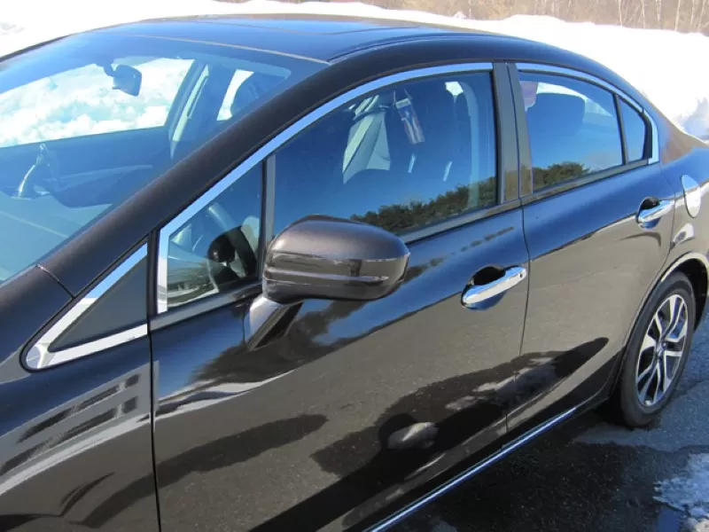 Quality Automotive Accessories 8-Piece Stainless Steel Window Trim Package Honda Civic 4-Door Sedan 2012-2015 - WP12216