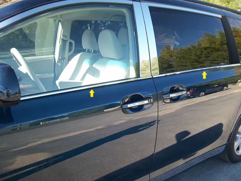 Quality Automotive Accessories 4-Piece Stainless Steel Window Sill Trim Set Toyota Sienna 4-Door Minivan 2011-2020 - WS11150
