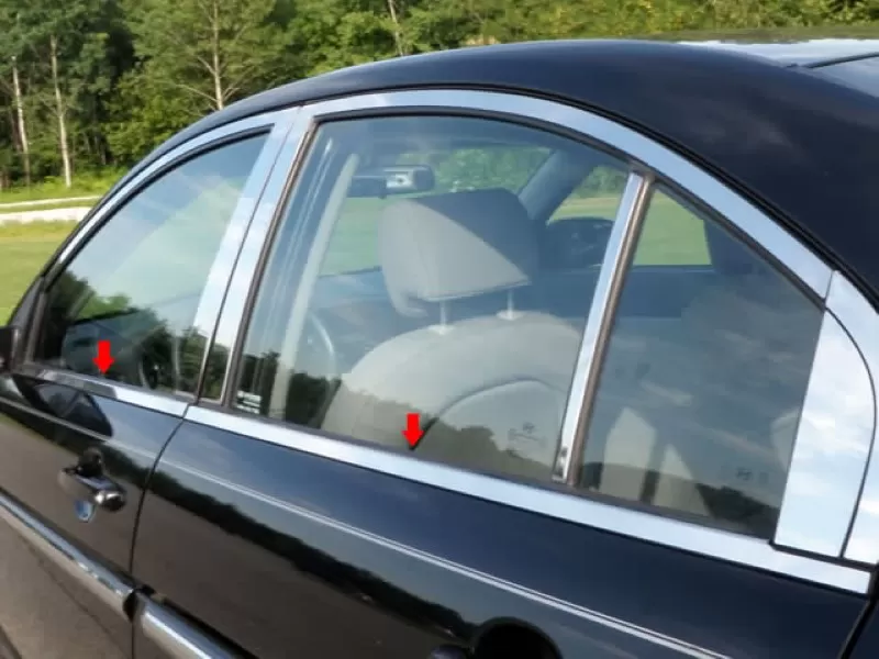 Quality Automotive Accessories 4-Piece Stainless Steel Window Sill Trim Set Hyundai Accent 4-Door Sedan 2006-2011 - WS27365