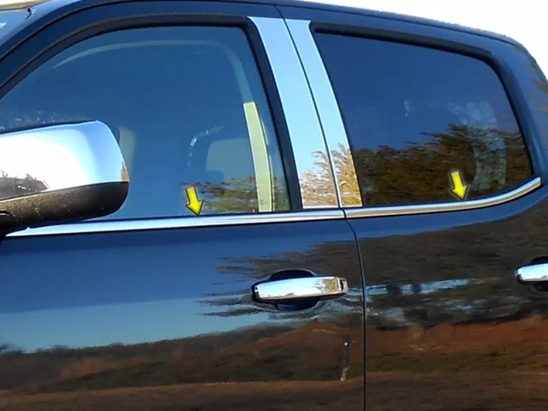 Quality Automotive Accessories 4-Piece Stainless Steel Window Sill Trim Set Chevrolet Colorado 4-Door Crew Cab 2015-2022 - WS55150
