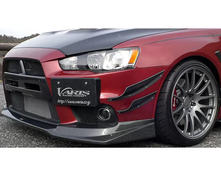 Varis Carbon Front Bumper System 3 | Version 2 w/Version 1 Carbon Fiber Lip Mitsubishi EVO X CZ4A 08-15 - VAMI-192