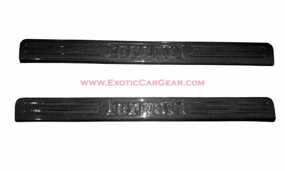 Exotic Car Gear Carbon Fiber 1-Pair Door Sill Trim w/ Embossed Logo Ferrari 488 GTB/Spider - ECG-FER-488DS