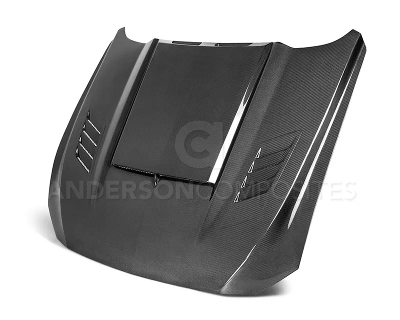 Anderson Composites Carbon Fiber Double Sided Ram Air Hood Ford Mustang GT | EcoBoost | V6 2018-2023 CLEARANCE - AC-HD18FDMU-AB-DS