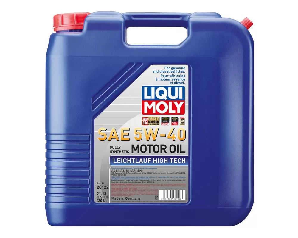 Liqui Moly 20L Leichtlauf (Low Friction) High Tech Motor Oil 5W-40 - 20122