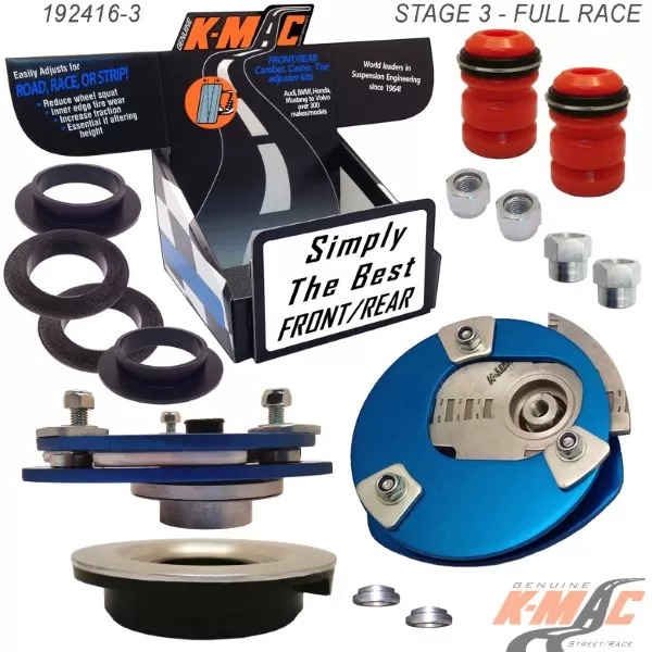 K-Mac Stage 3 Full Race Front Camber & Caster Strut Mount Kit BMW 1/5/6/3/Z3/X/Z4/M5 Series 91-18 - 192416-3L