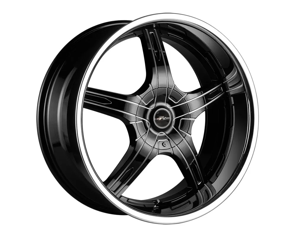 FK Ethos LX-55 Black Reverse CNC w/Chrome Lip Wheel 22x8.5 5x110/115 35 - LX552261004
