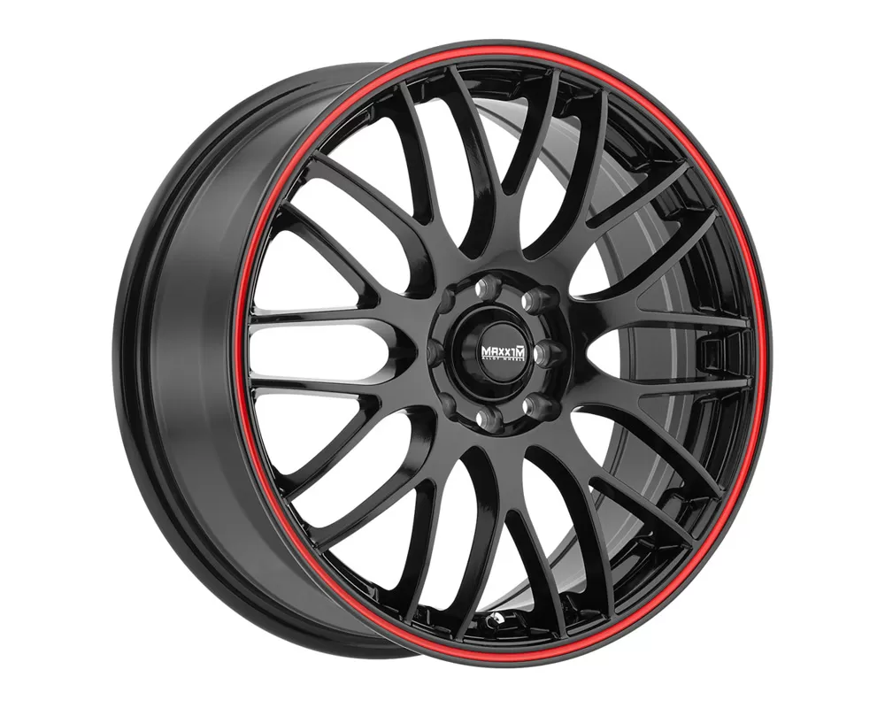 Maxxim Wheels Maze Gloss Black w/Red Stripe Wheel 17x7 4x100/108 40 - MZ77D08405