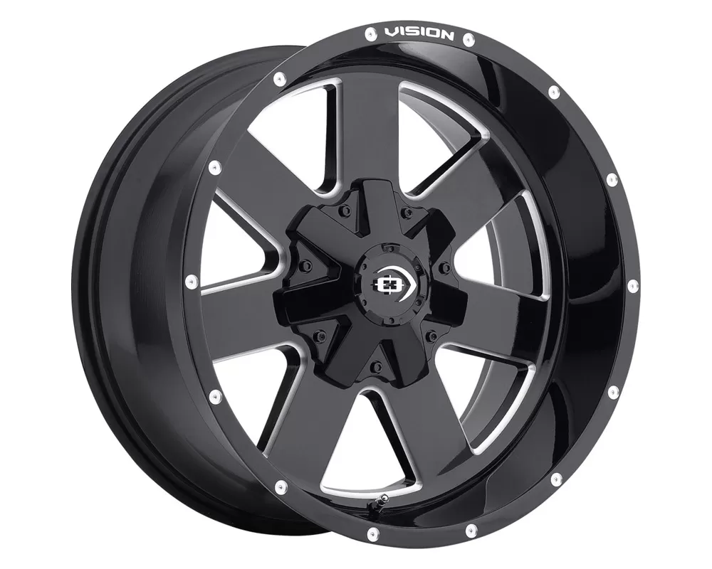 Vision Arc Gloss Black Milled Spokes Wheel 17x9 5x127 -12 - 411-7973MS-12