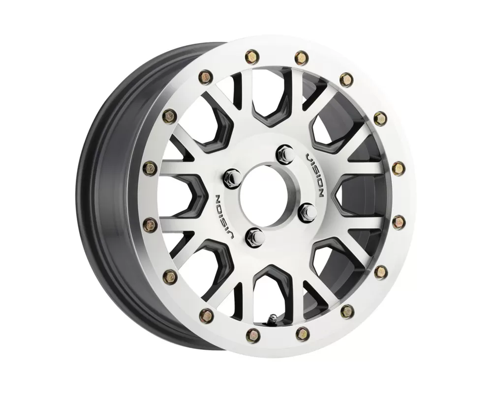 Vision Invader Beadlock Gunmetal Machined Face Machined Ring Wheel 15x6 4x115 5+1mm - GV8BL156115GMMF46NCC