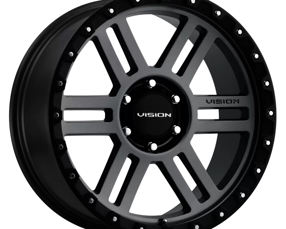Vision Wheels Manx 2 Wheel 17x9 6x139.7 -12mm Satin Grey w/Satin Black LIP - 354-7983SGBL-12