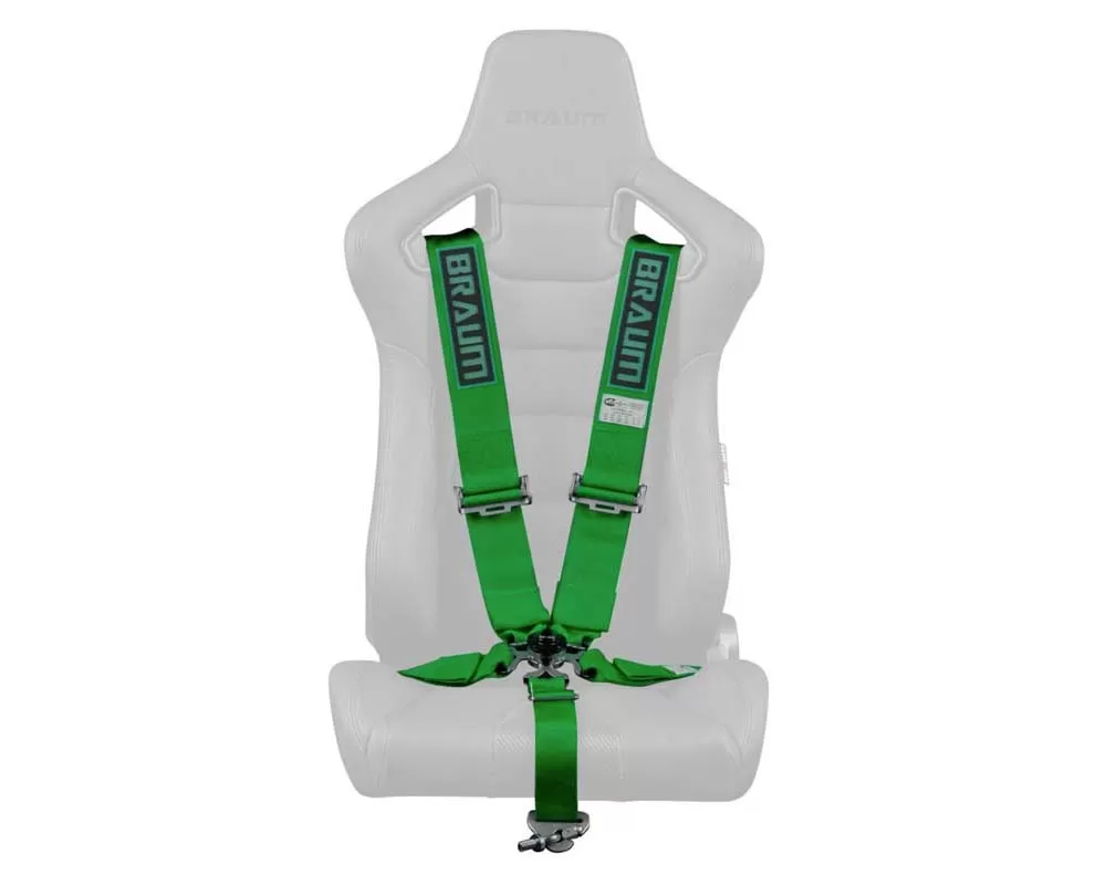 Braum Racing 5 Point 3" SFI Approved Racing Harness - Green - BRH-GNS5