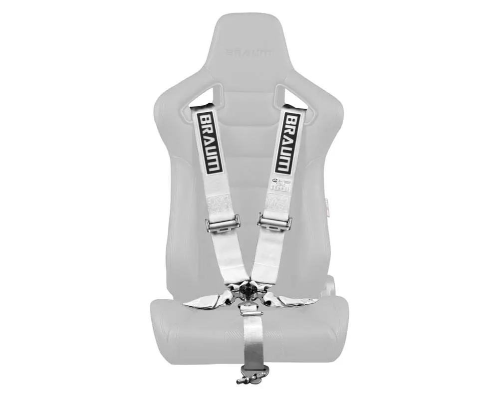 Braum Racing 5 Point 3" SFI Approved Racing Harness - White - BRH-WHS5