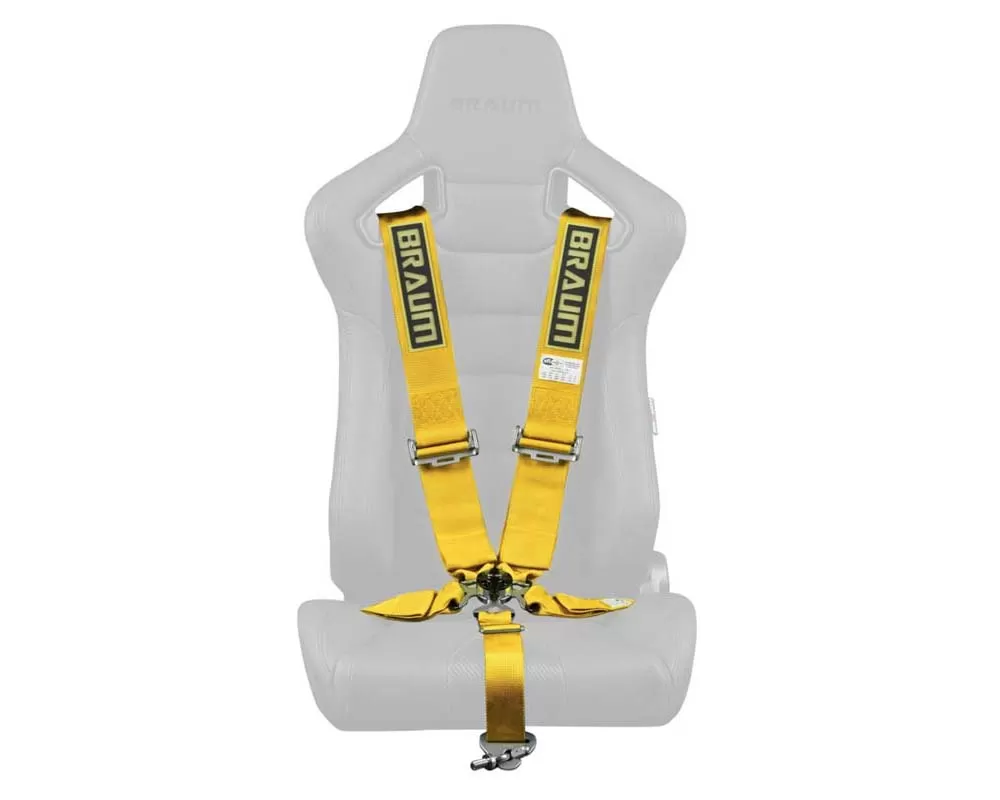 Braum Racing 5 Point 3" SFI Approved Racing Harness - Yellow - BRH-YLS5
