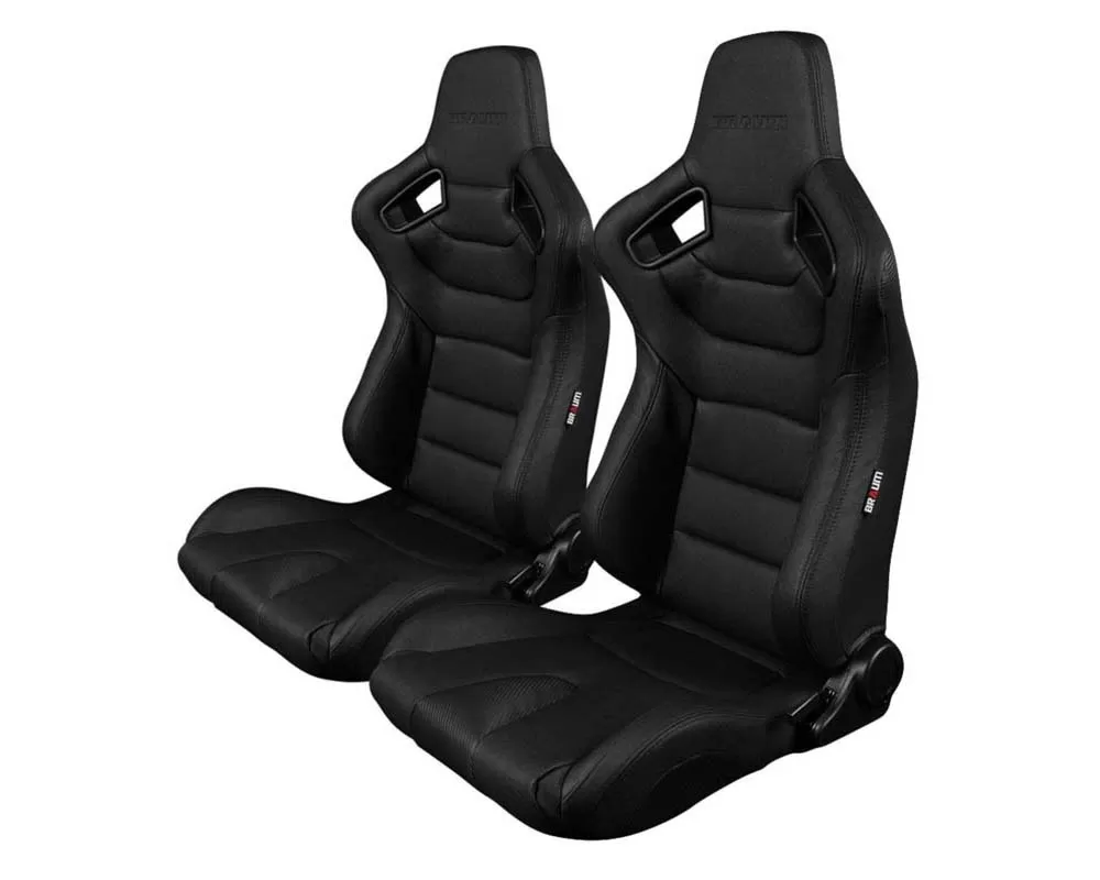 Braum Racing Elite Series Sport Seats - Black Leatherette (Black Stitching) - BRR1-BKBS