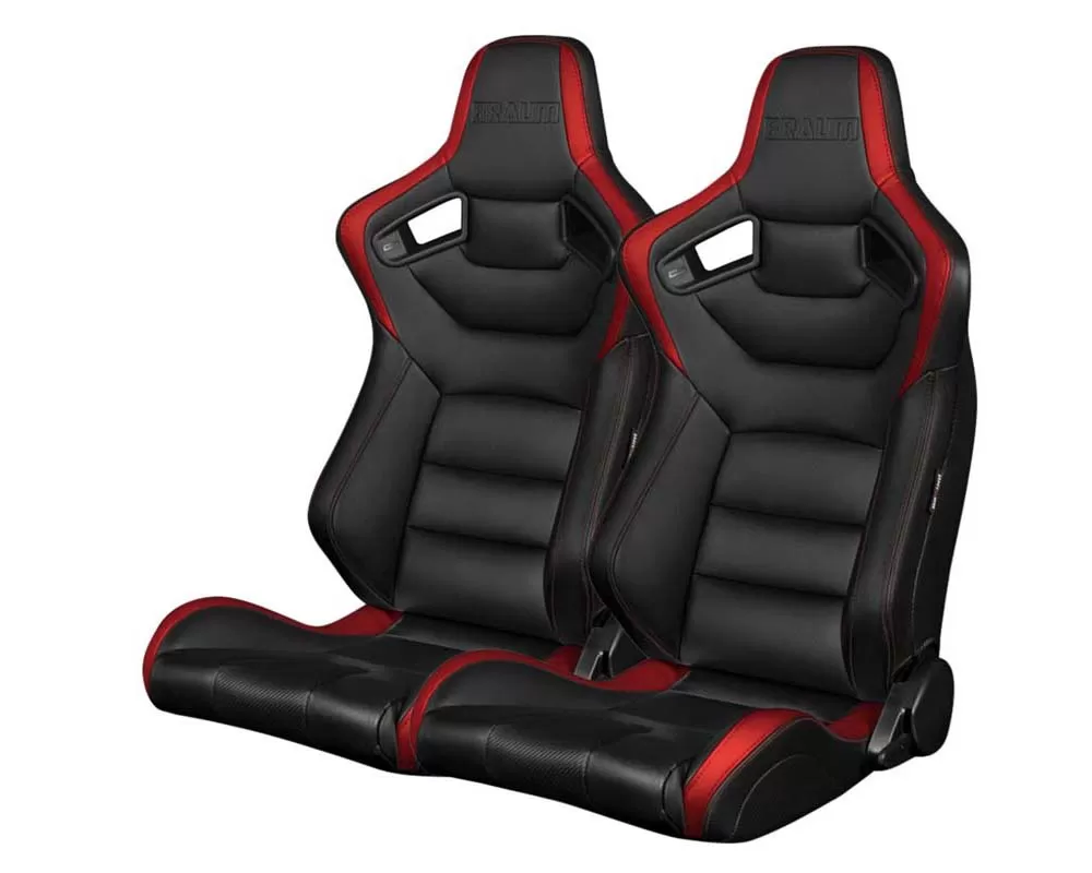 Braum Racing Elite Series Sport Seats - Black|Red Leatherette - BRR1-BKRD