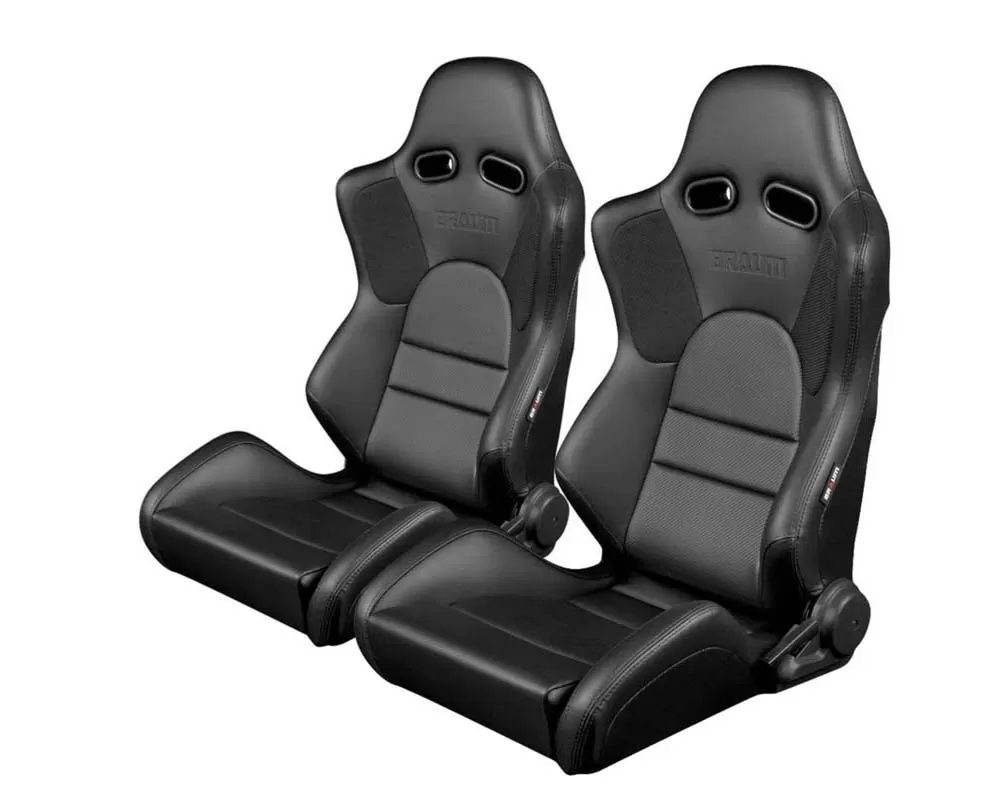 Braum Racing Advan Series Sport Seats - Black Leatherette (Black Stitching) - BRR2-BKBK