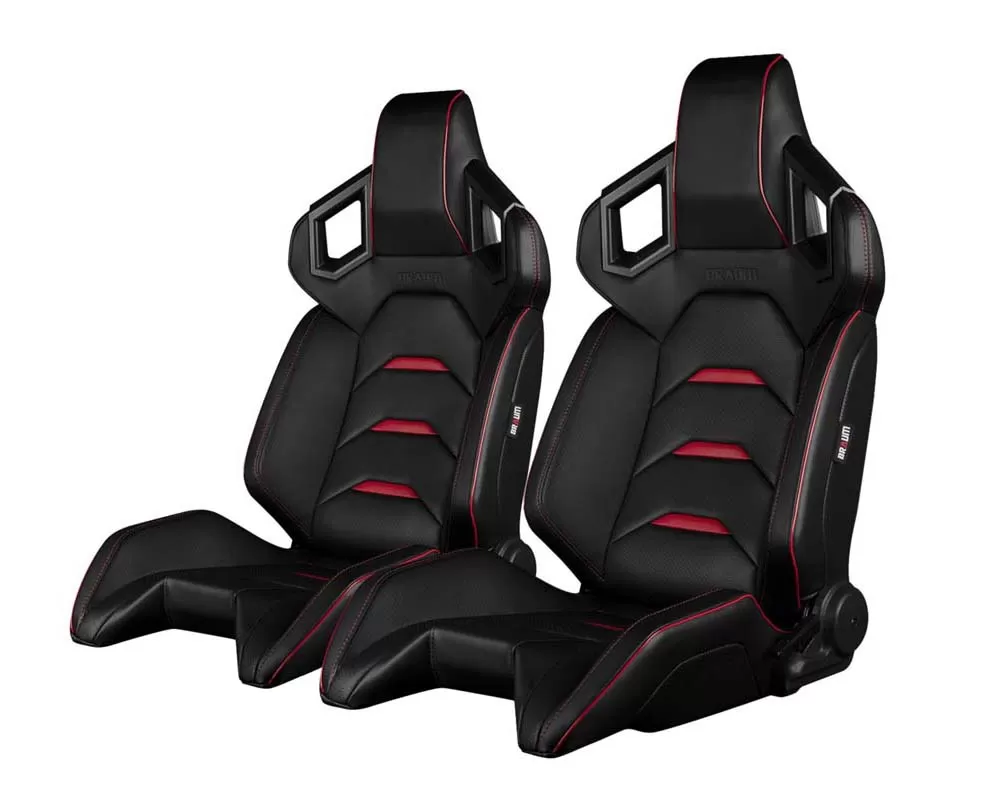 Braum Racing Alpha X Series Sport Seats - Black|Red - BRR5-BKRD