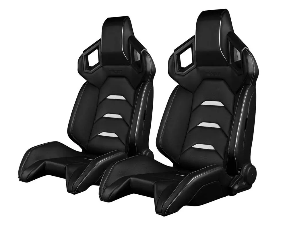 Braum Racing Alpha X Series Sport Seats - Black|White - BRR5-BKWW