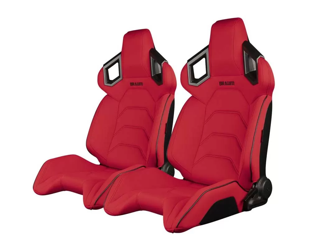 Braum Racing Alpha X Series Sport Seats - Red Polo Fabric (Black Stitching) - BRR5-RFBS