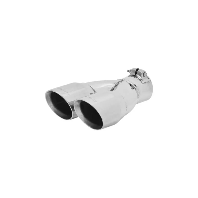 Flowmaster Exhaust Tip - 3.00 in. Dual Angle Cut Polished SS Fits 2.50 in. Tubing -Clamp on - 15307