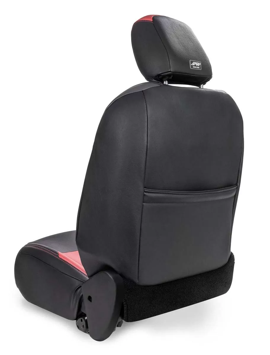 PRP Seats Front Seat Covers Black w/ Red Stitching and Pocket Jeep Wrangler 4 Door 18-20 - B037-01