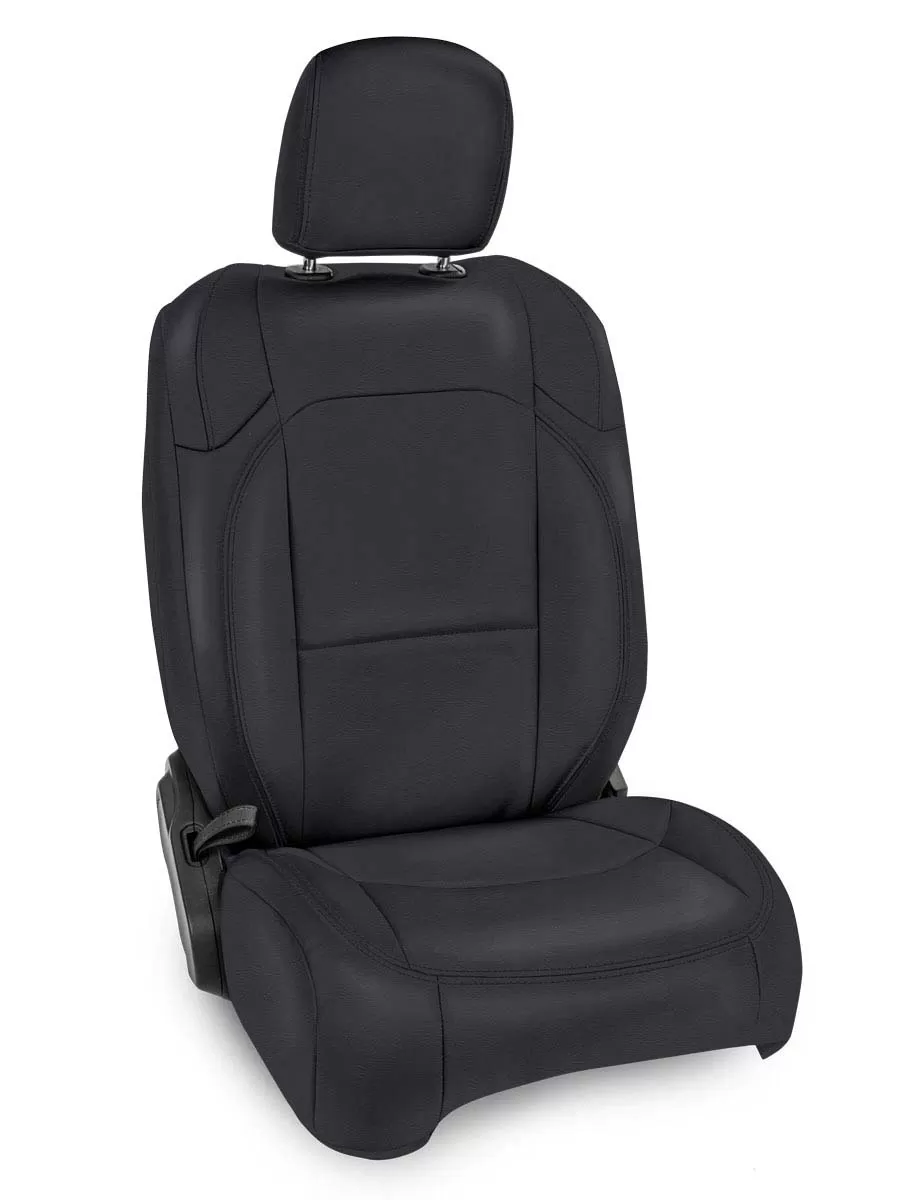 PRP Seats Front Seat Covers Black w/ Black Stitching and Pocket Jeep Wrangler 4 Door 18-20 - B037-02