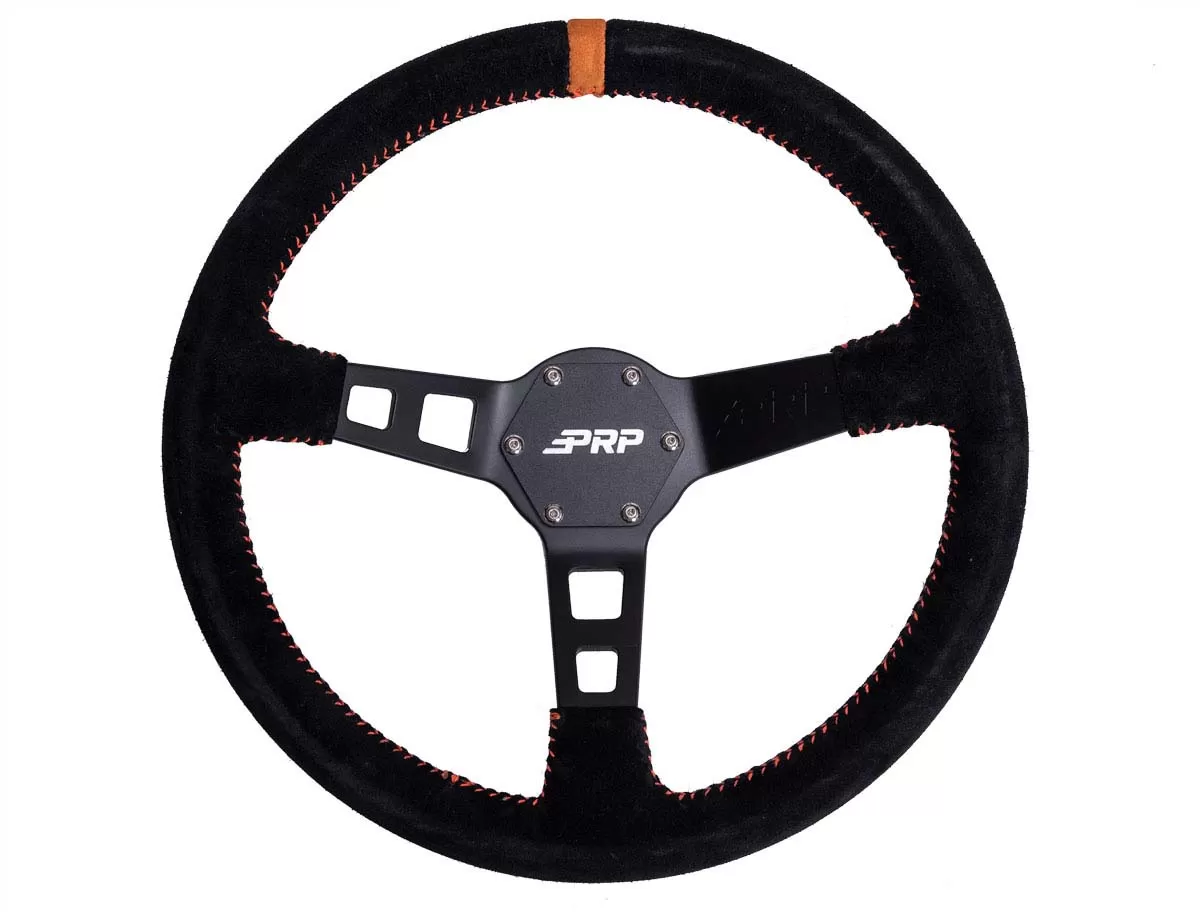 Deep Dish Suede Steering Wheel, Orange PRP Seats - G124