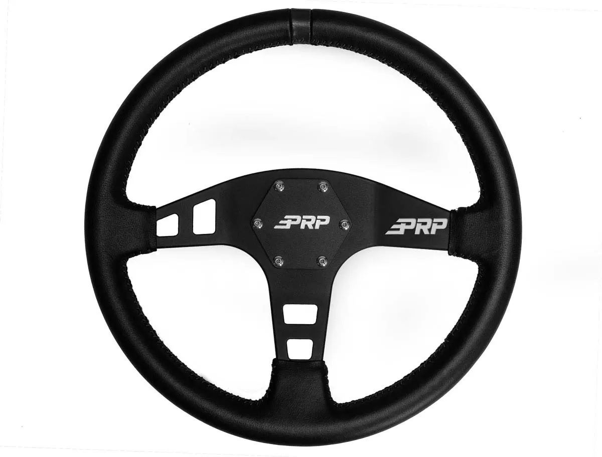 Flat Leather Steering Wheel Black PRP Seats - G210
