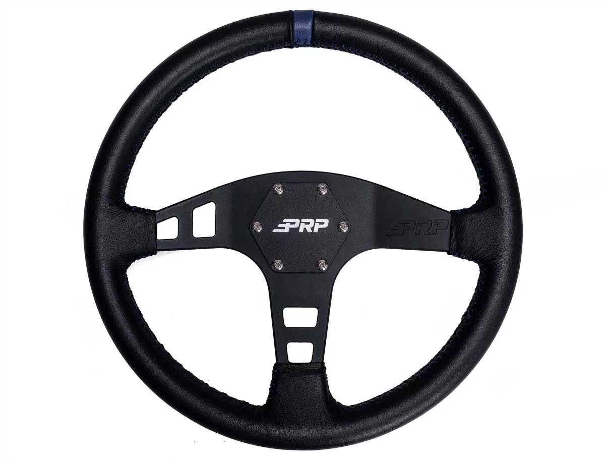 Flat Leather Steering Wheel Blue PRP Seats - G211
