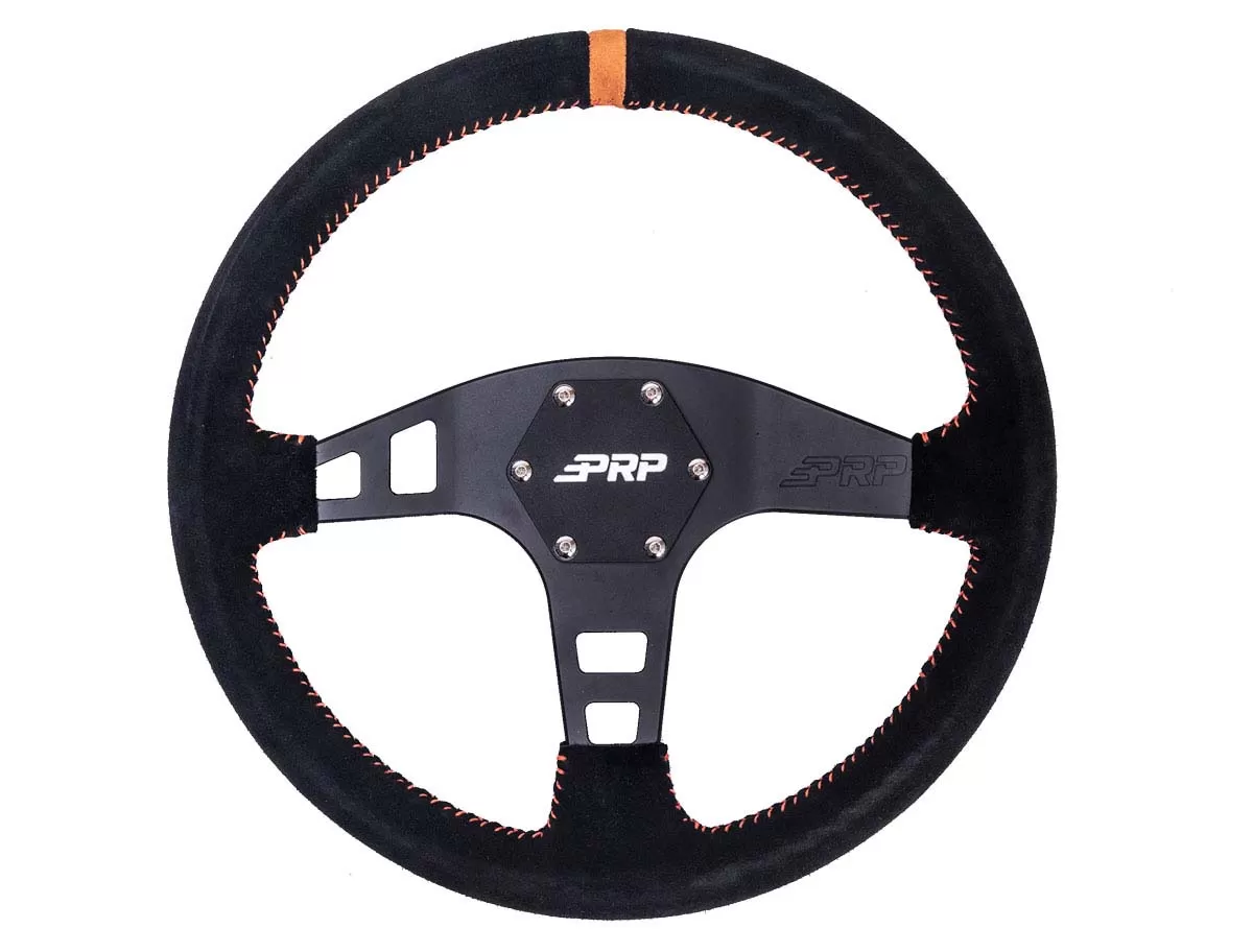 Flat Suede Steering Wheel Orange PRP Seats - G224