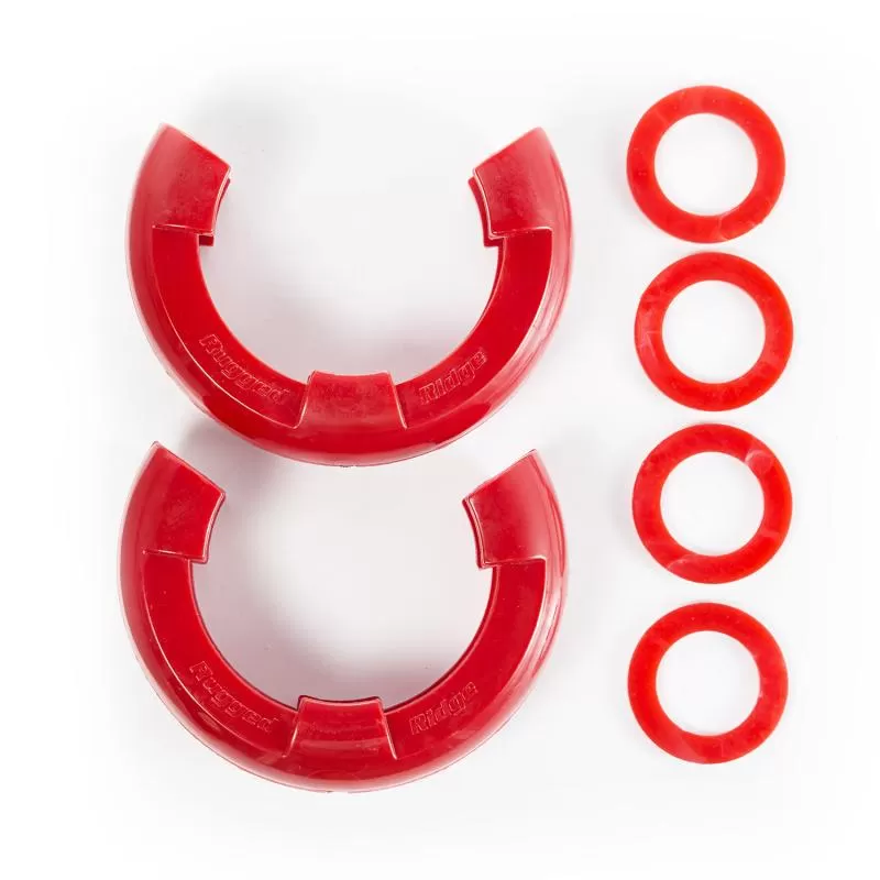 Rugged Ridge D-Ring Shackle Isolator Kit, Red Pair, 7/8 inch - 11235.41
