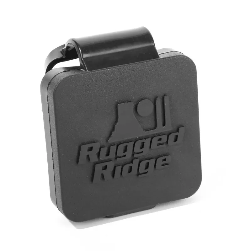Trailer Hitch Plug, 2 Inch Receiver, Black, Rugged Ridge Logo - 11580.26